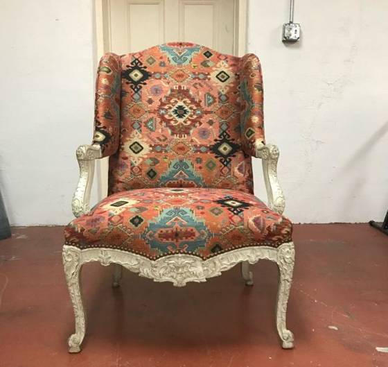 Reupholstered antique chair